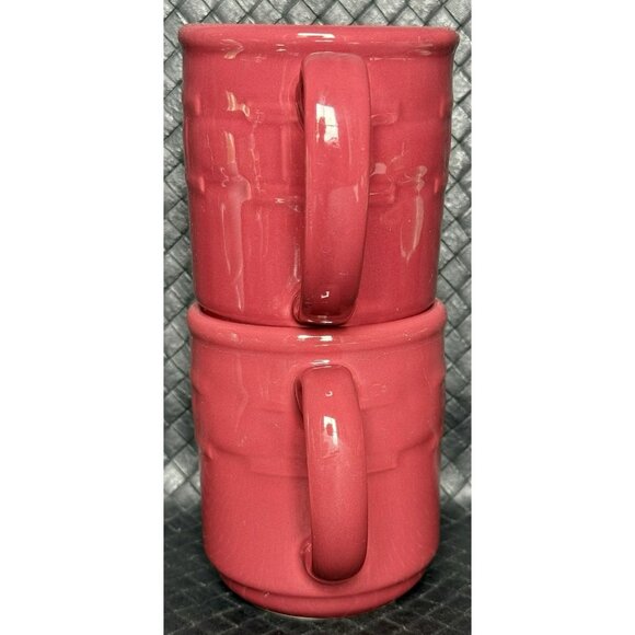 Longaberger Coffee Mugs Red Set Of 2 Ceramic - Picture 3 of 10
